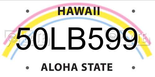 50LB599 Hawaii License Plate