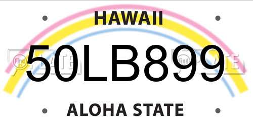 50LB899 Hawaii License Plate