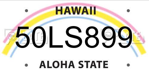 50LS899 Hawaii License Plate
