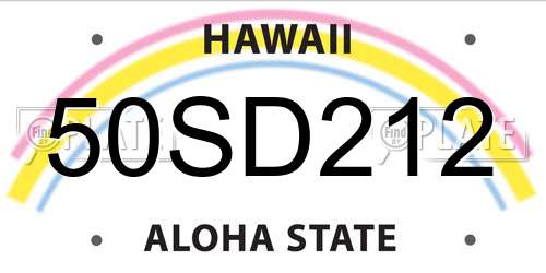 50SD212 Hawaii License Plate