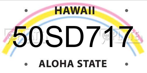 50SD717 Hawaii License Plate