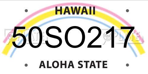 50SO217 Hawaii License Plate