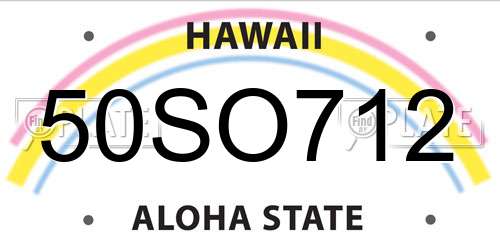 50SO712 Hawaii License Plate