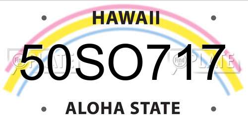 50SO717 Hawaii License Plate