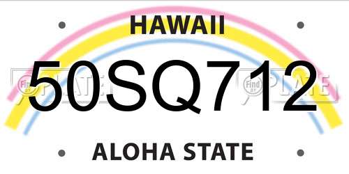 50SQ712 Hawaii License Plate