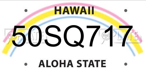 50SQ717 Hawaii License Plate