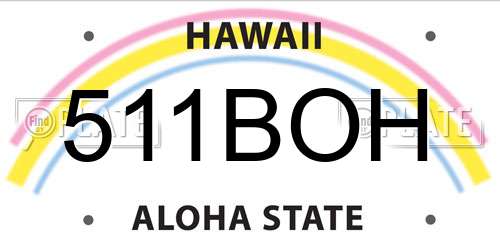 511BOH Hawaii License Plate