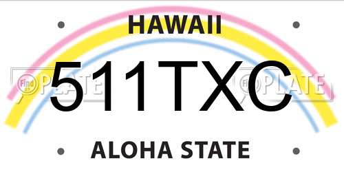 511TXC Hawaii License Plate