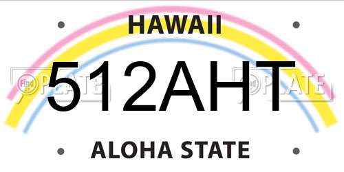 512AHT Hawaii License Plate