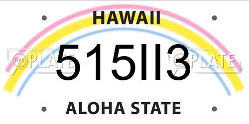 515II3 Hawaii License Plate