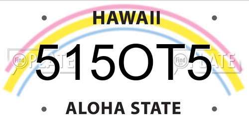 515OT5 Hawaii License Plate