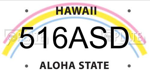 516ASD Hawaii License Plate