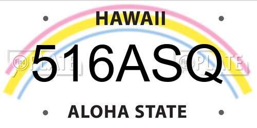 516ASQ Hawaii License Plate