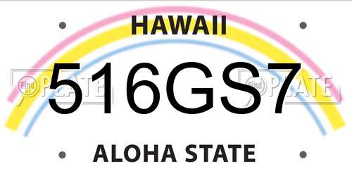 516GS7 Hawaii License Plate