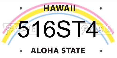 516ST4 Hawaii License Plate
