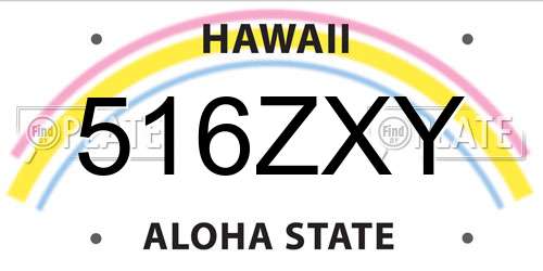 516ZXY Hawaii License Plate