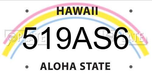 519AS6 Hawaii License Plate