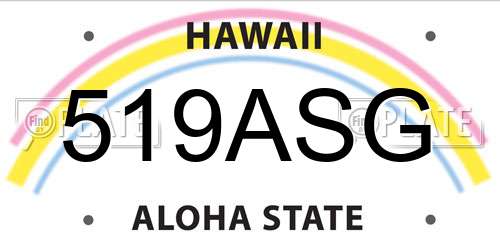 519ASG Hawaii License Plate