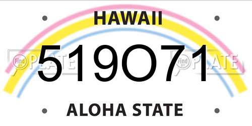 519O71 Hawaii License Plate