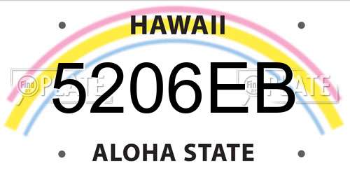 5206EB Hawaii License Plate