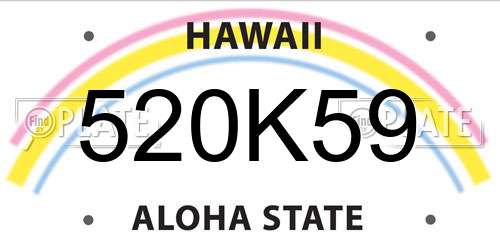 520K59 Hawaii License Plate