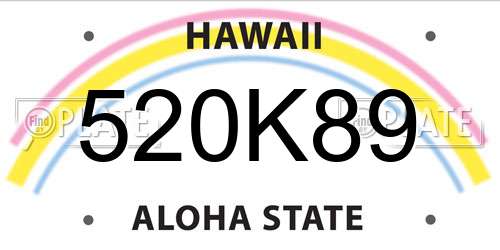 520K89 Hawaii License Plate
