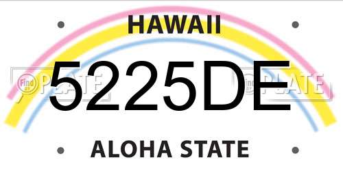 5225DE Hawaii License Plate