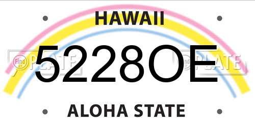 5228OE Hawaii License Plate