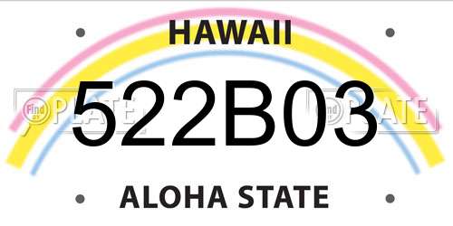 522B03 Hawaii License Plate