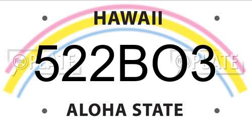 522BO3 Hawaii License Plate