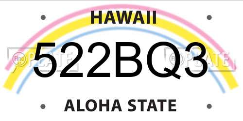 522BQ3 Hawaii License Plate