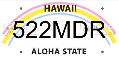 522MDR Hawaii License Plate