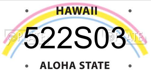522S03 Hawaii License Plate