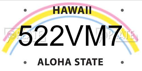 522VM7 Hawaii License Plate