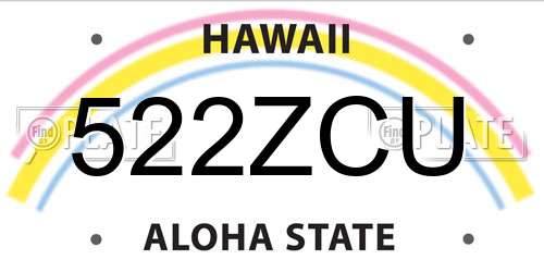 522ZCU Hawaii License Plate