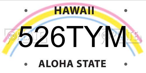 526TYM Hawaii License Plate