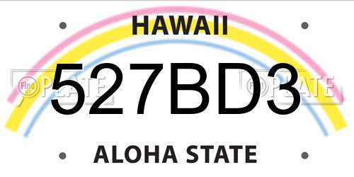 527BD3 Hawaii License Plate