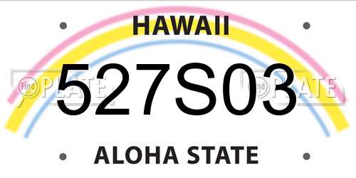 527S03 Hawaii License Plate