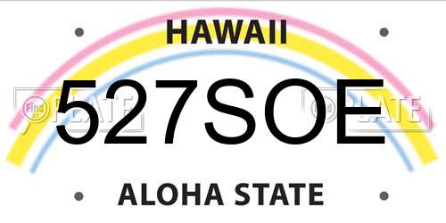527SOE Hawaii License Plate