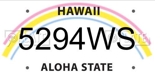 5294WS Hawaii License Plate