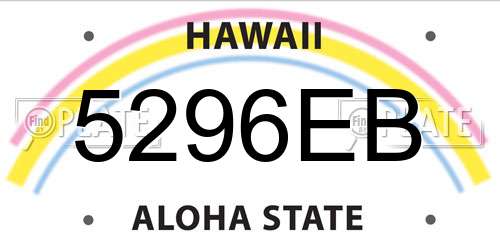 5296EB Hawaii License Plate
