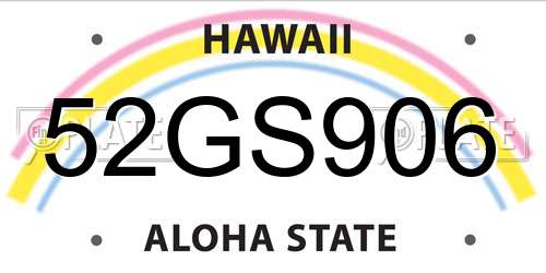 52GS906 Hawaii License Plate