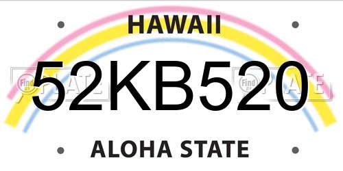 52KB520 Hawaii License Plate