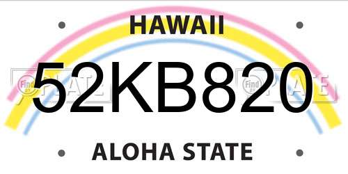 52KB820 Hawaii License Plate