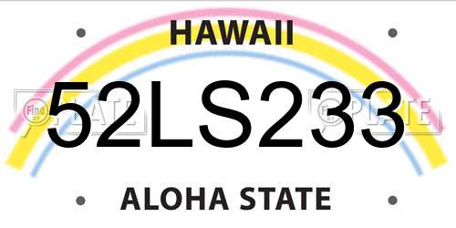 52LS233 Hawaii License Plate