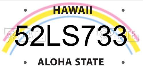 52LS733 Hawaii License Plate