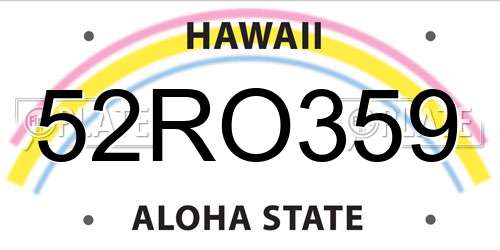 52RO359 Hawaii License Plate