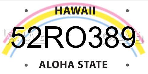 52RO389 Hawaii License Plate