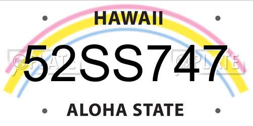52SS747 Hawaii License Plate