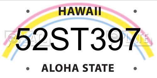 52ST397 Hawaii License Plate